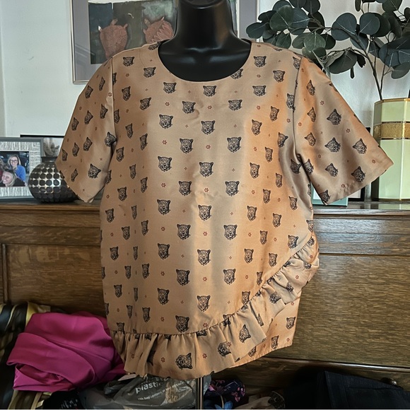 Scotch & Soda Brown Patterned Shirt with Ruffle Detail - Picture 2 of 13